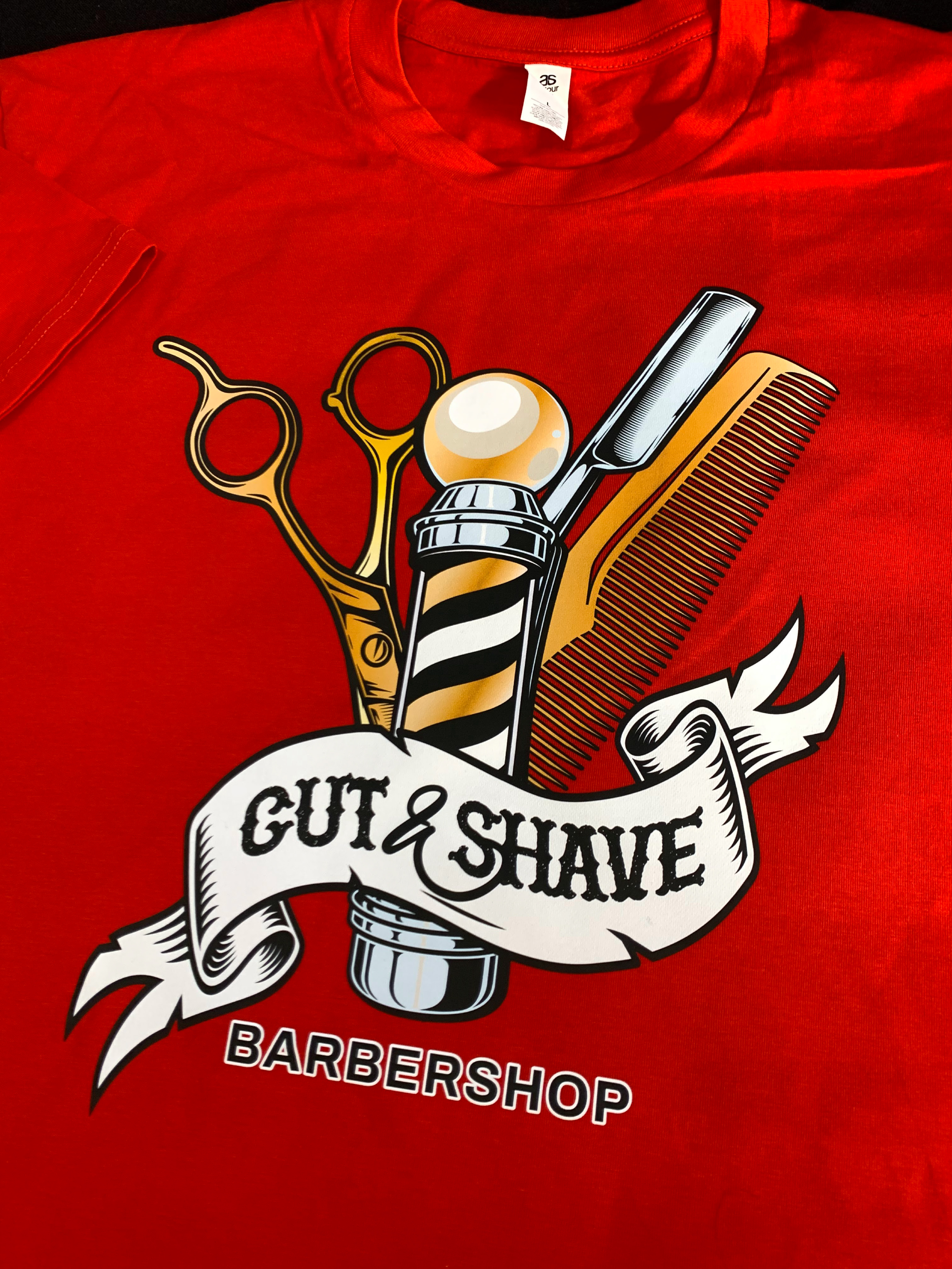 Barber shop t shirts for a local business. soft t shirt with a full color print.